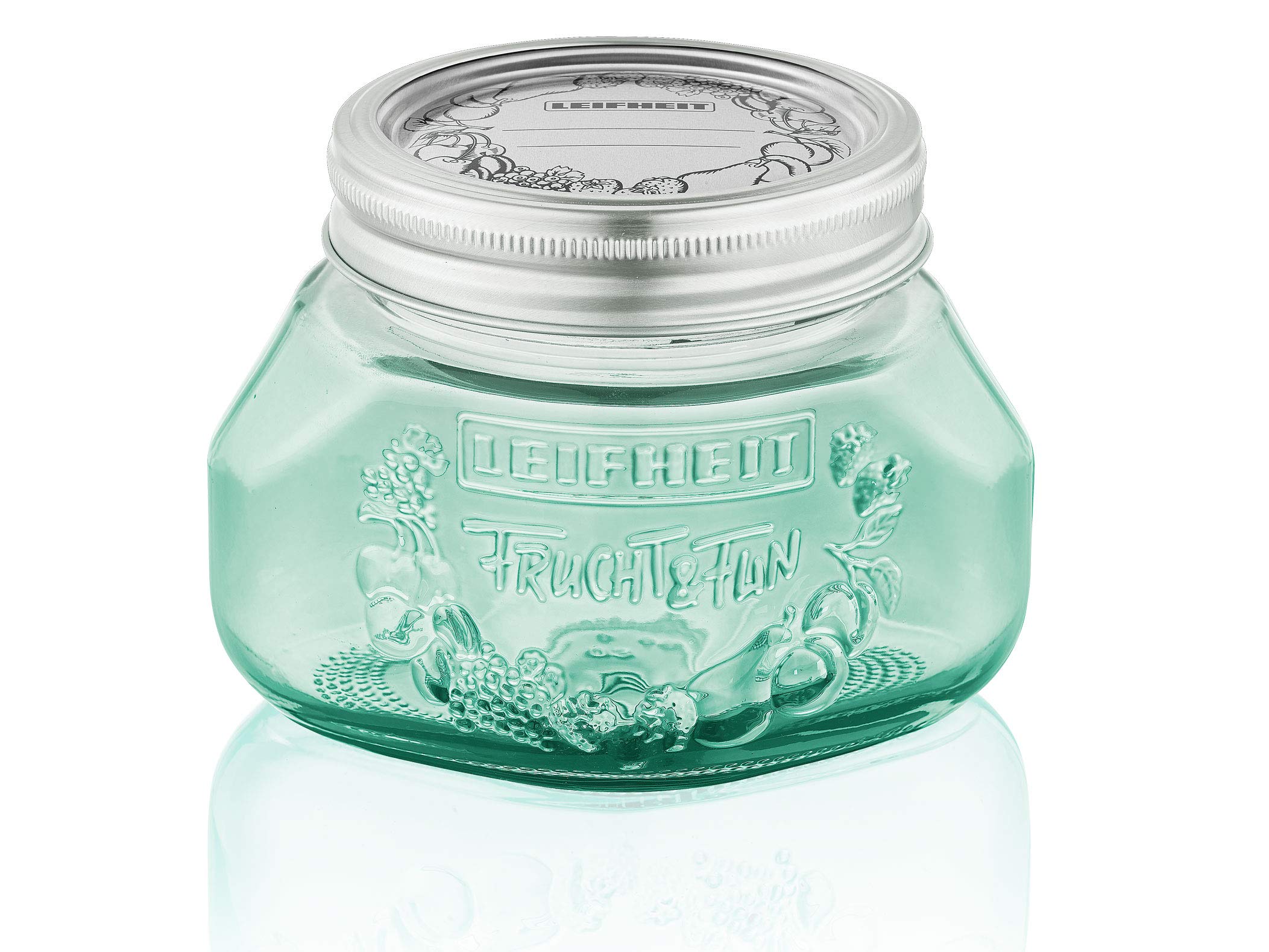 Leifheit Einmachglas 3er Set 0,5 L Jungle Green, Weckglas mit Deckel ideal für Eingemachtes und Selbstgemachtes, dekoratives Vorratsglas, spülmaschinengeeignet, Marmeladenglas, Einkochglas, rund, grün Küche, Haushalt & Wohnen