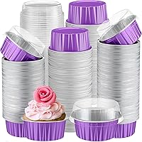 Vista 36 de Gejoy 400 Piezas Moldes de Papel de Aluminio para Hornear con Tapas 5 oz Moldes Desechables Ramekins Mini Moldes para Pasteles Crème Brûlée Moldes