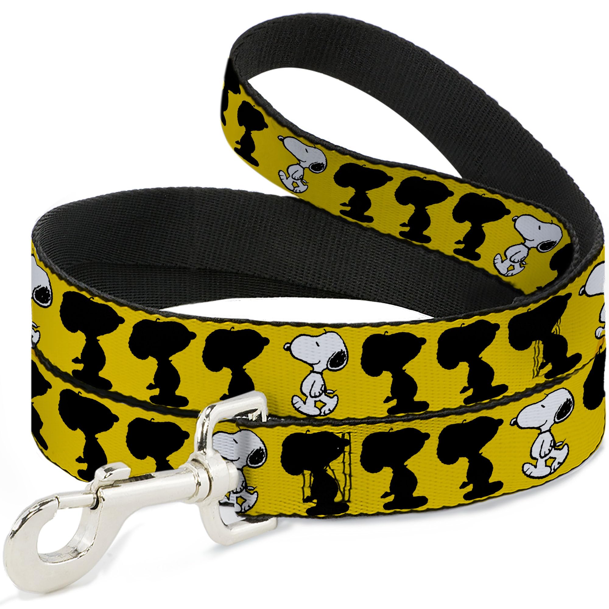 Peanuts Worldwide LLC Pet Leash, Dog Leash, Peanuts Snoopy Walking Silhouette Pose Yellow Black White, 4 Feet Long 1.5 Inch Wide