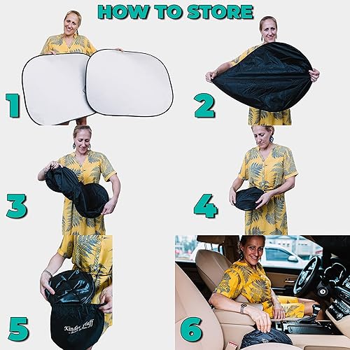 Miniatura 4 de kinder Fluff Parasol para parabrisas Protección solar reflectante patentada para automóvil, certificado 99% de bloqueo UVR, interior fresco,