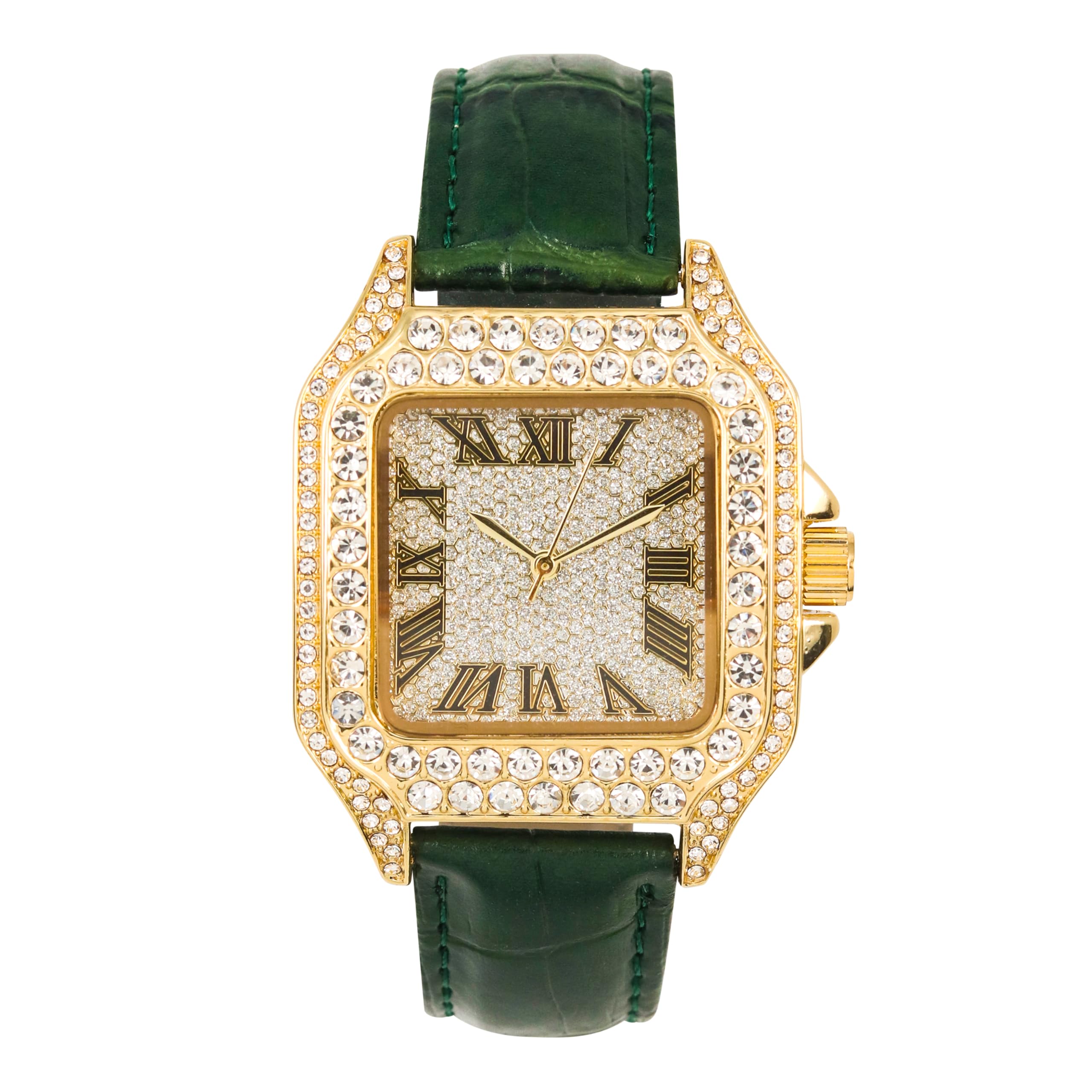 Montre pour homme Techno Pave avec cadran carré et bracelet cuir - 5