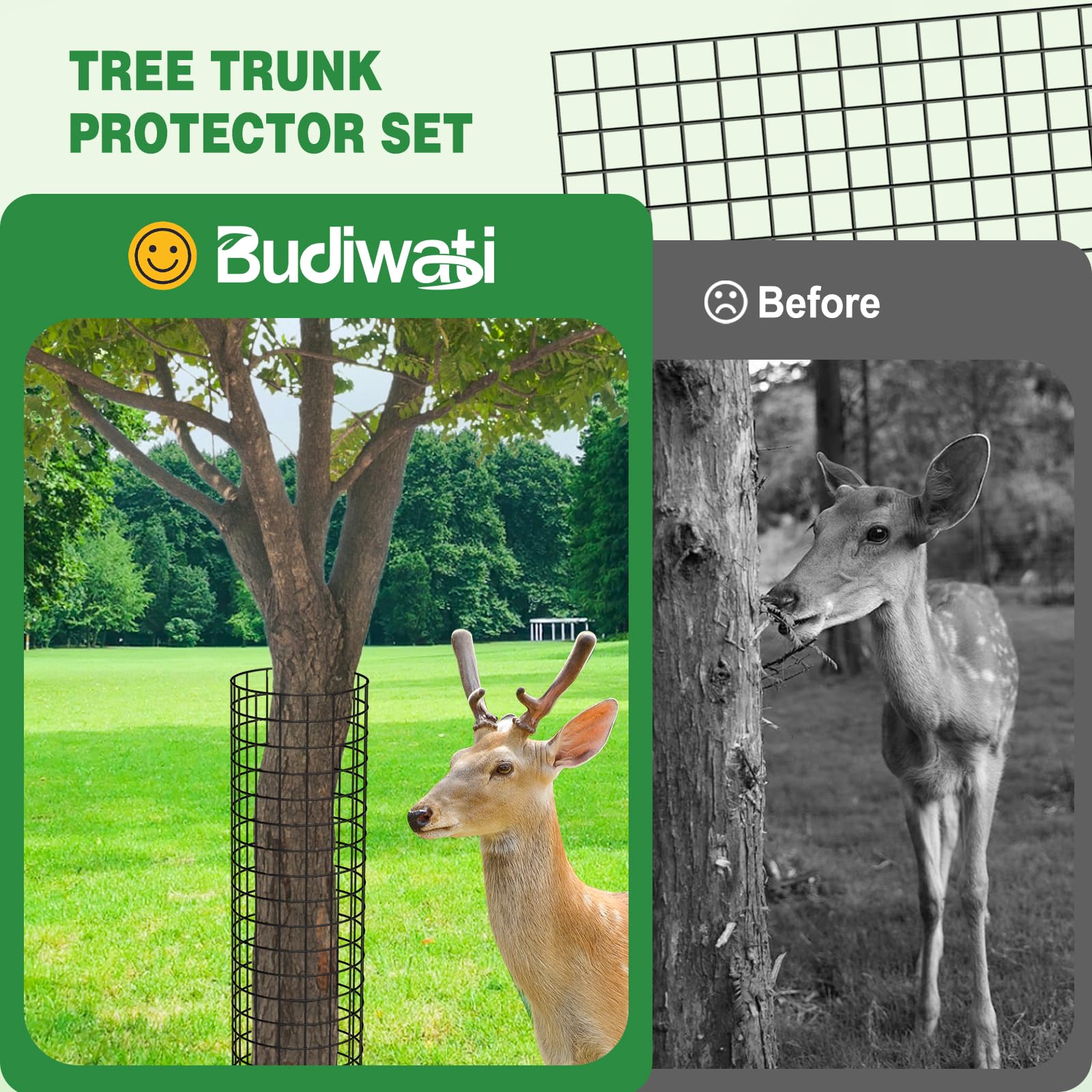 Lot De 6 Grilles De Protection Pour Arbres - 42x42cm, Métal, Avec Piquets Et Attaches - Contre Cerfs, Rongeurs, Tondeuse