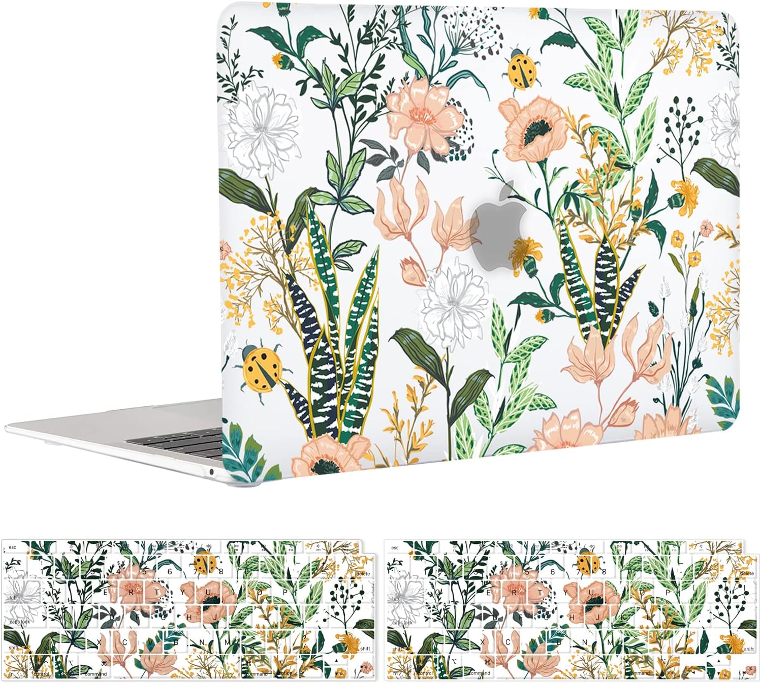 Floral Flower MacBook Air 13 inch Case & Keyboard Cover (A2337 M1/A2179/A1932, 2018-2020 Release), Hard Case Only Compatible New Air 13.3 with Retina Display & Touch ID