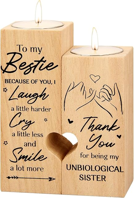 Heart-shaped Candlestick-Candle Valentines-Decoration Birthday-Wooden Candle craft, best friend candle.(To My Bestie)