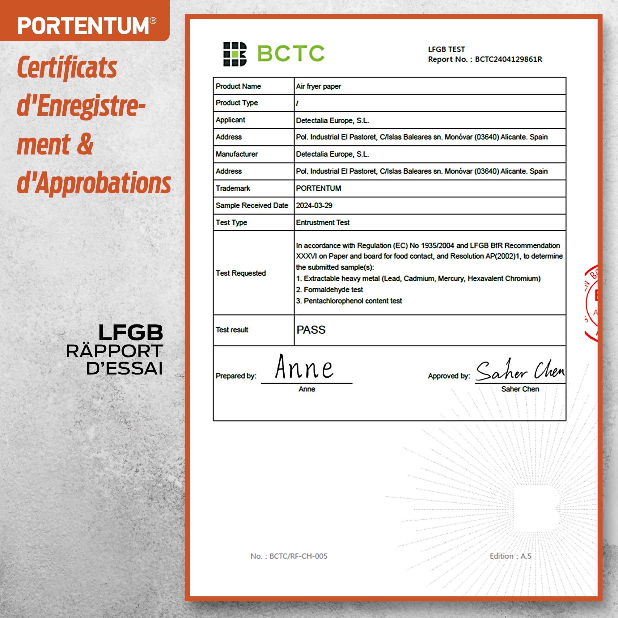 PORTENTUM Papier cuisson air fryer - 100 pièces Food-Grade sans BPA, 20×24 cm, adapté friteuses 5–8 L, solution idéale pour préparation saine
