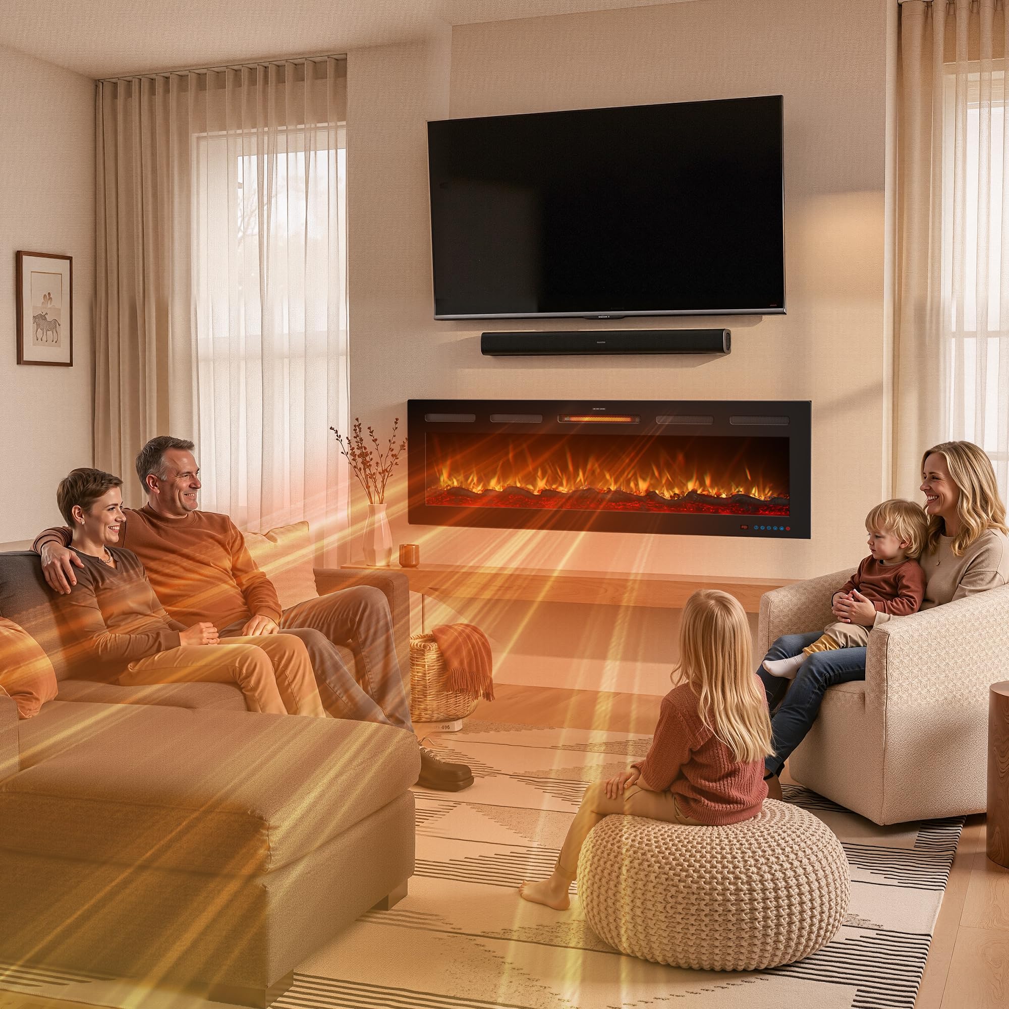Featured: RARE FIND! 88 Inch Dreamflame Infrared Smart Electric Fireplace- Alexa/Google Compatible!!! (Row 4)