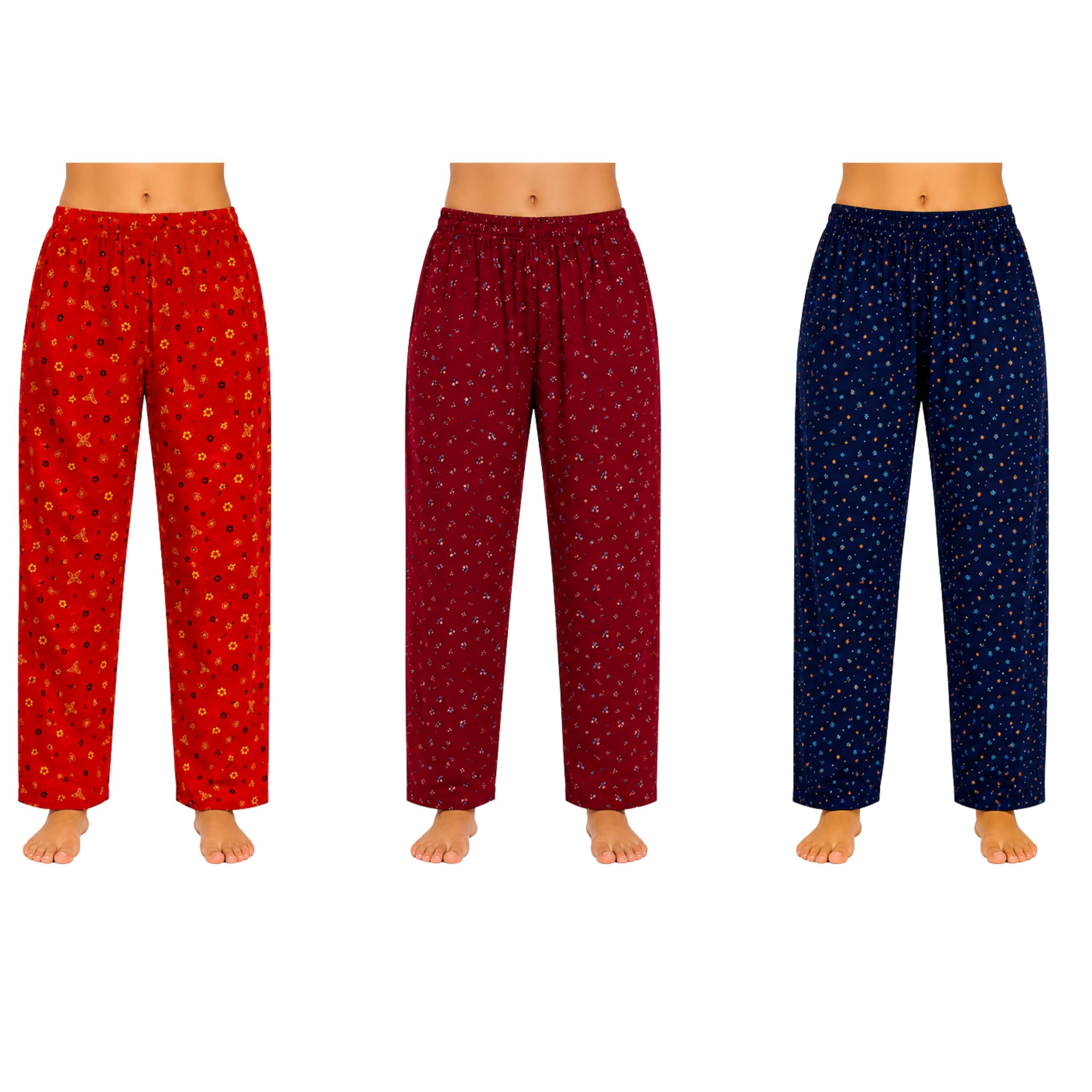 Women's Printed Pyjama Soft Cotton Comfortable Sleepwear - (Set of 3)-picture-14