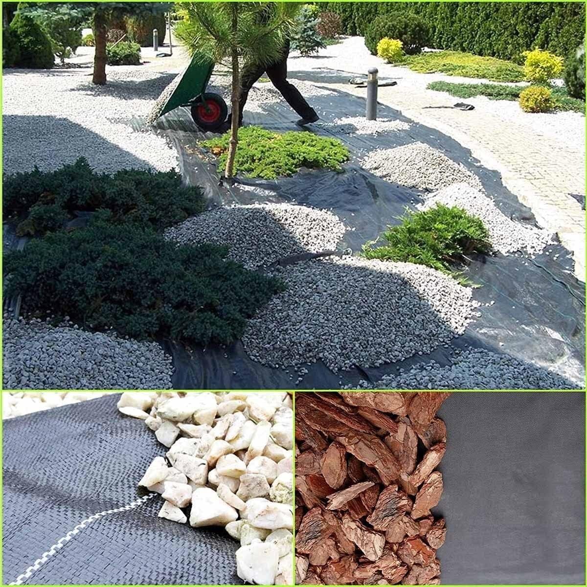 EPANO LXXW Telo Pacciamatura Anti Erbacce Tessuto geotessile for diserbanti con Membrana da Giardinaggio for Film vegetale agricolo(1.5x100m/4.92x328ft)