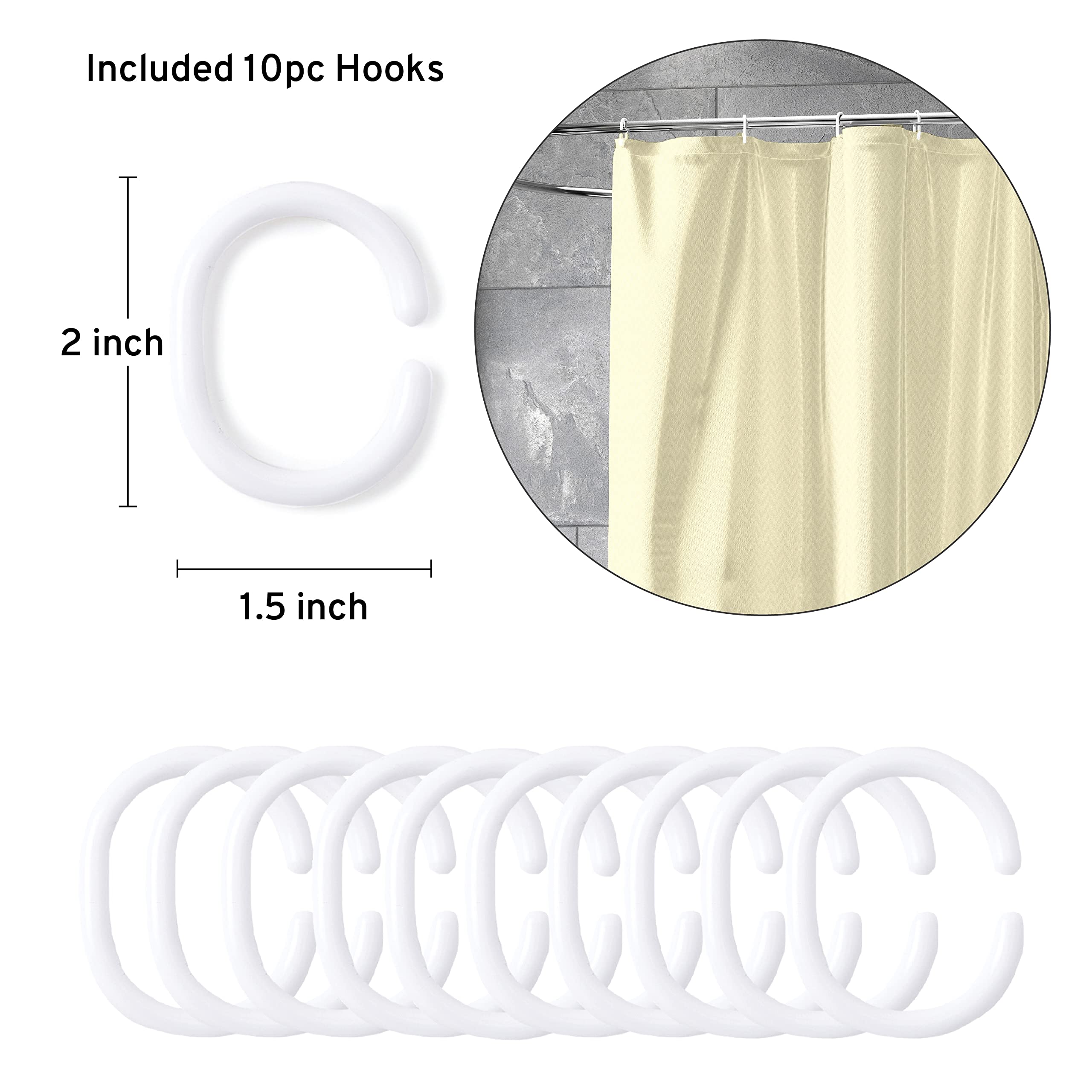 Encasa XO Luxury Jacquard Shower Curtain ZZ Cream 72x72 in, W 72" x L 72" (1 Panels) - Image 4