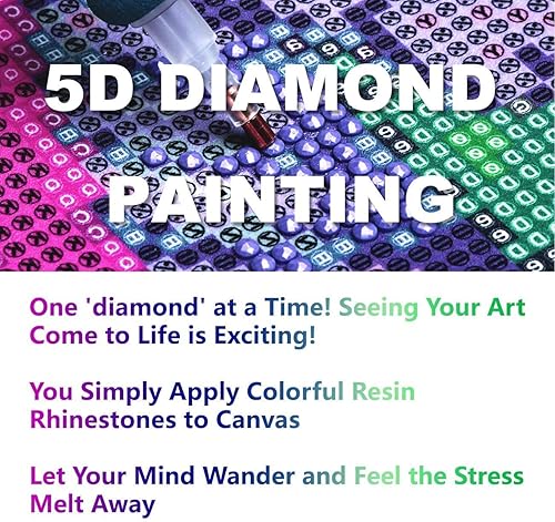 Miniatura 7 de Zariocy Kits de pintura de diamantes 5D Mountain Lake, pintura de bricolaje con árbol de arte de diamante, paisaje redondo de taladro completo,