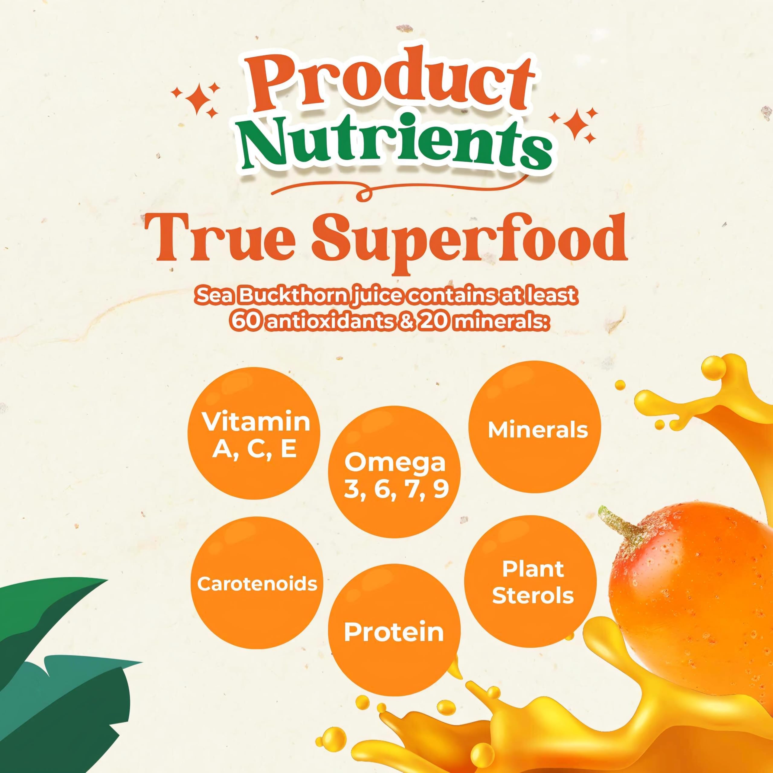 JiRu Sea Buckthorn Juice, Natural, Rich in Omega 3-6-9, 1 Litre - Image 5 thumbnail
