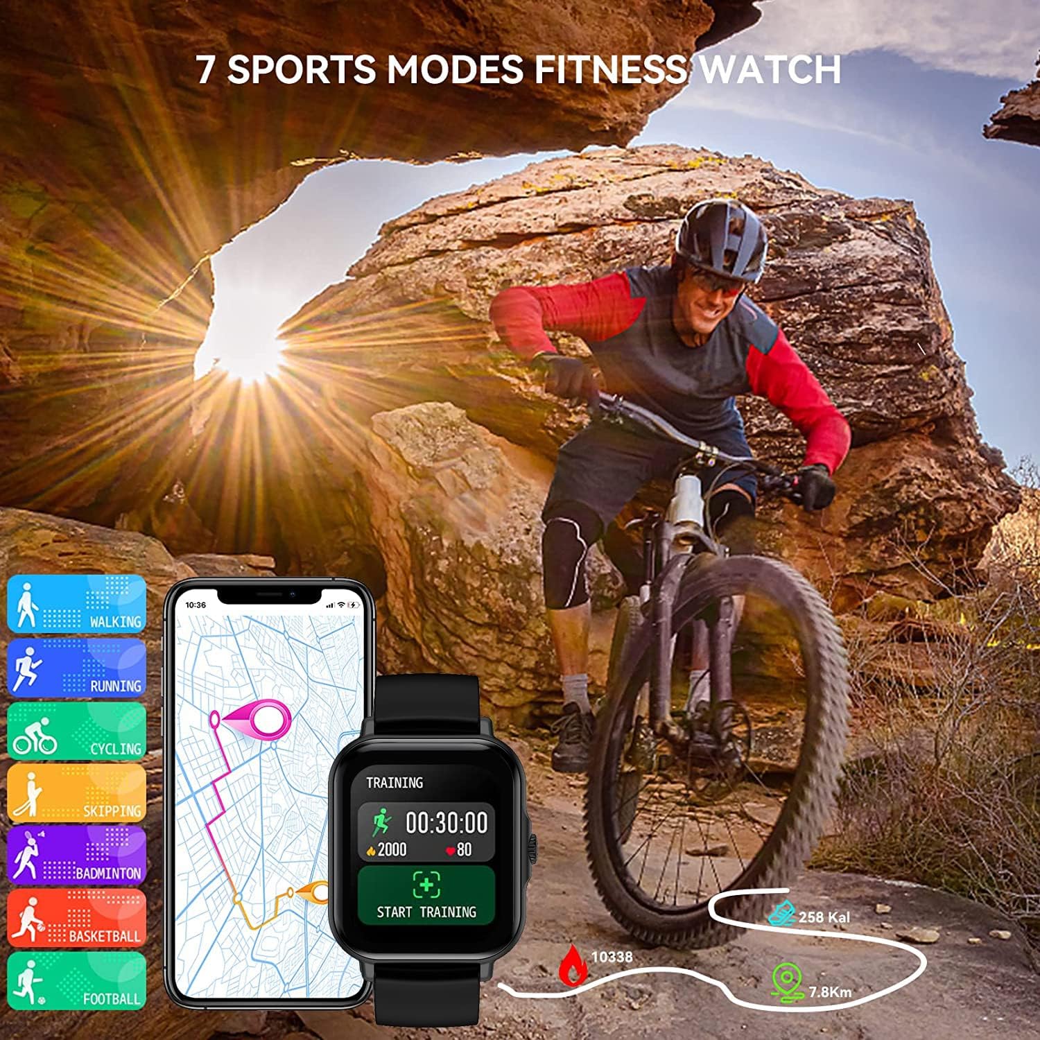 Smartwatch with 7 sports modes