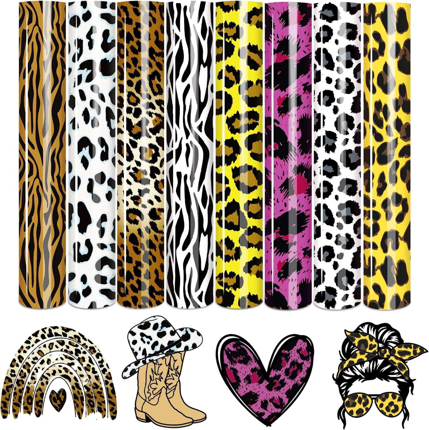 Tintnut Leopard Heat Transfer Vinyl,8 Sheets 12"x10" Iron on Vinyl