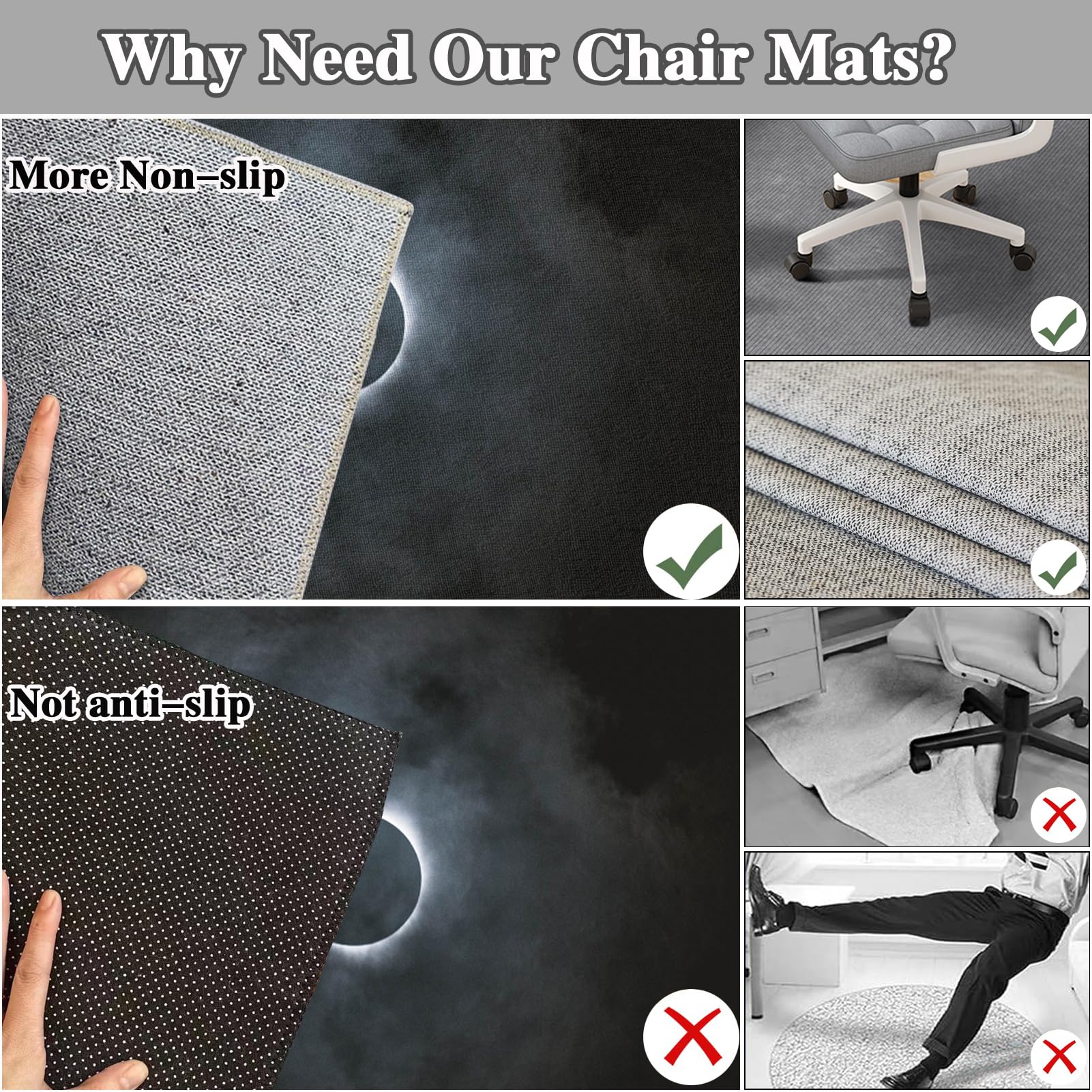 Alfombrilla para Silla de Oficina, Alfombra Silla Gaming, Alfombrilla de Protección para Suelos Duros, Protector Suelo Silla Ruedas, Protector de Silla de Escritorio, Antideslizante 70 x 100 cm