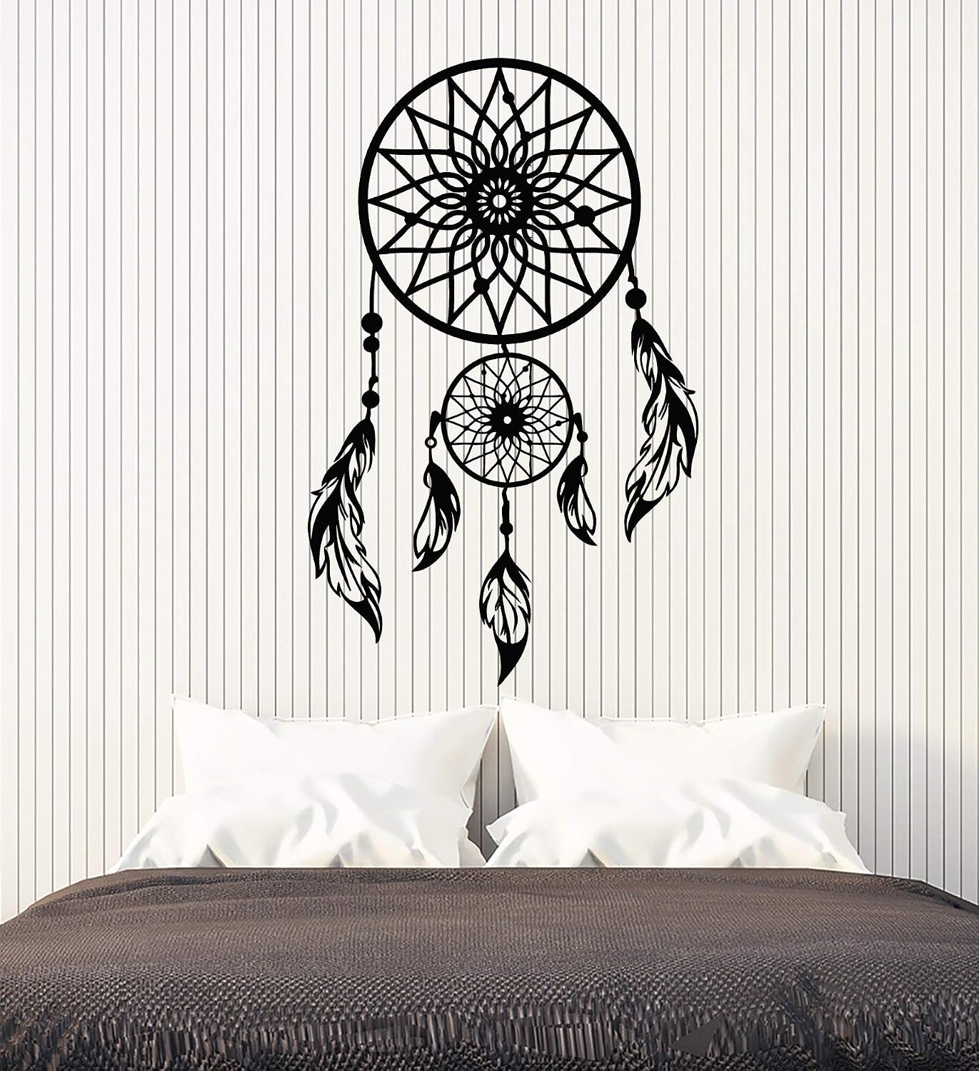 WallStickers4ever Vinyl Wall Decal Dream Catcher Amulet Talisman Feather Bedroom Stickers Mural Large Decor (g2355) Black