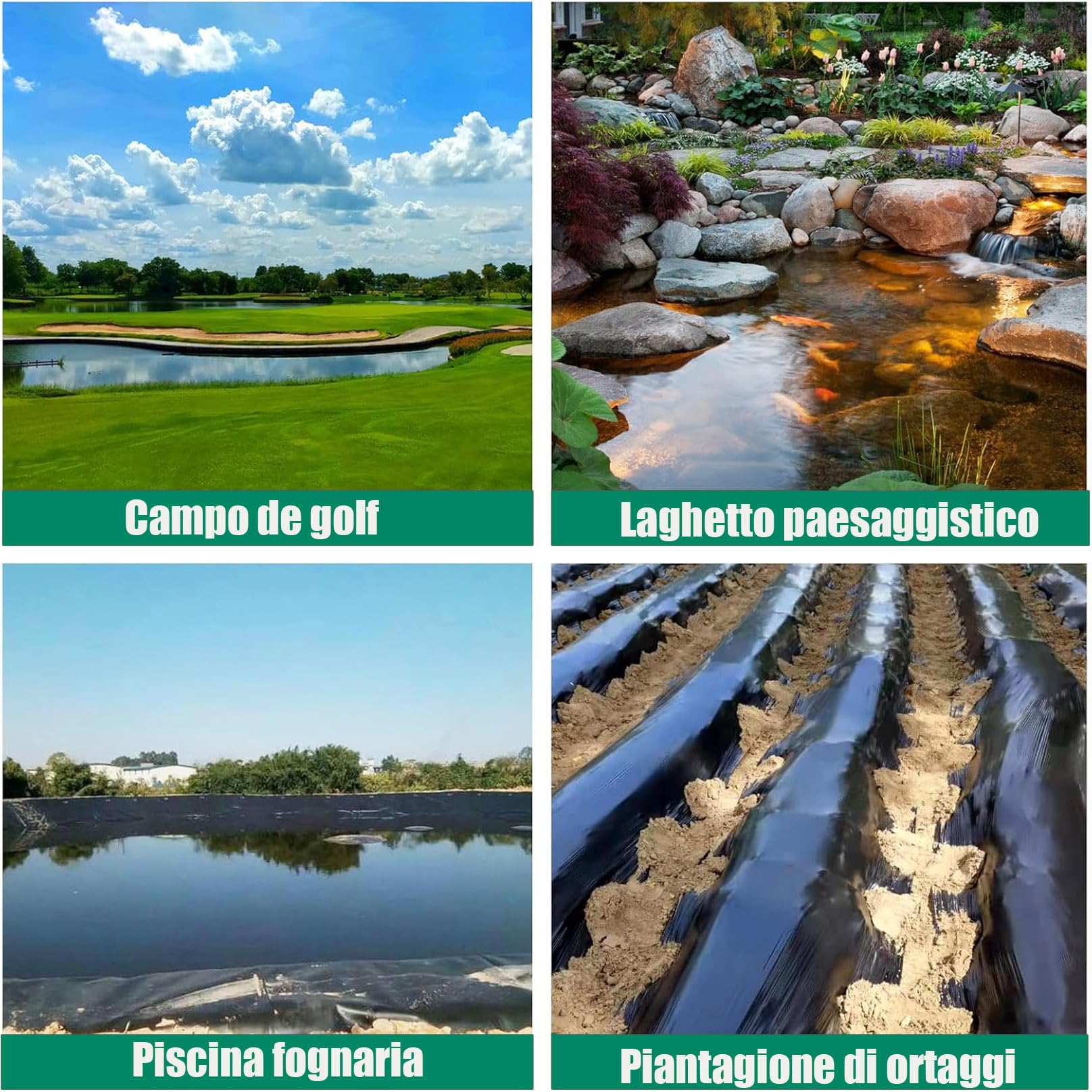 Fodera flessibile in PVC per laghetti da giardino Copertura impermeabile a forma di T per pesci, cascate e piante acquatiche Soluzione di protezione per paesaggistica Ultie