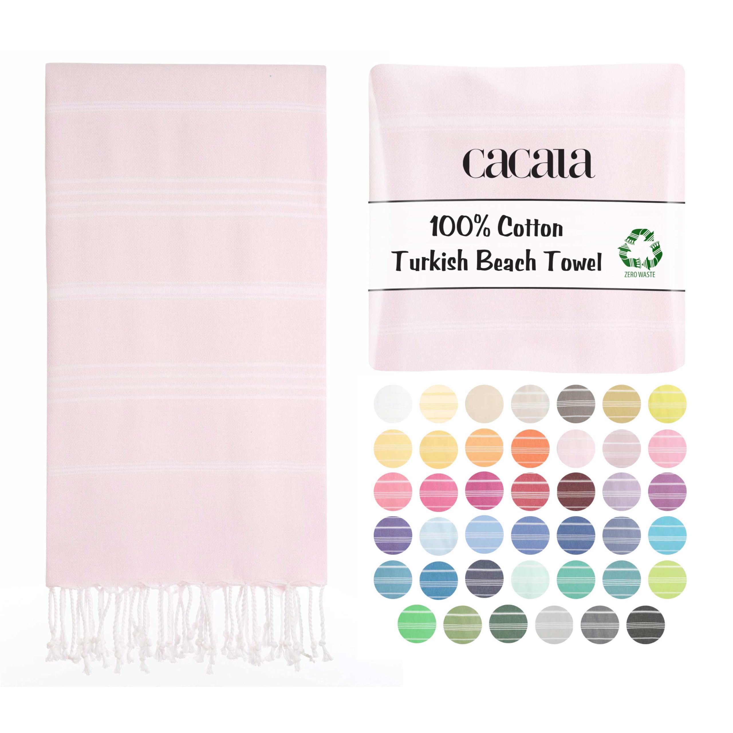 Cacala Lightweight and Thin Turkish Beach Towel 100% Cotton Sand-Free and Quick-Drying Goodness Perfect as an Extra Large Travel Towel, Beach