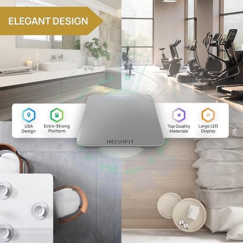 Miniatura 6 de INEVIFIT Báscula de baño inteligente, báscula digital Bluetooth de alta precisión para baño, mide con precisión el peso y el IMC para usuarios