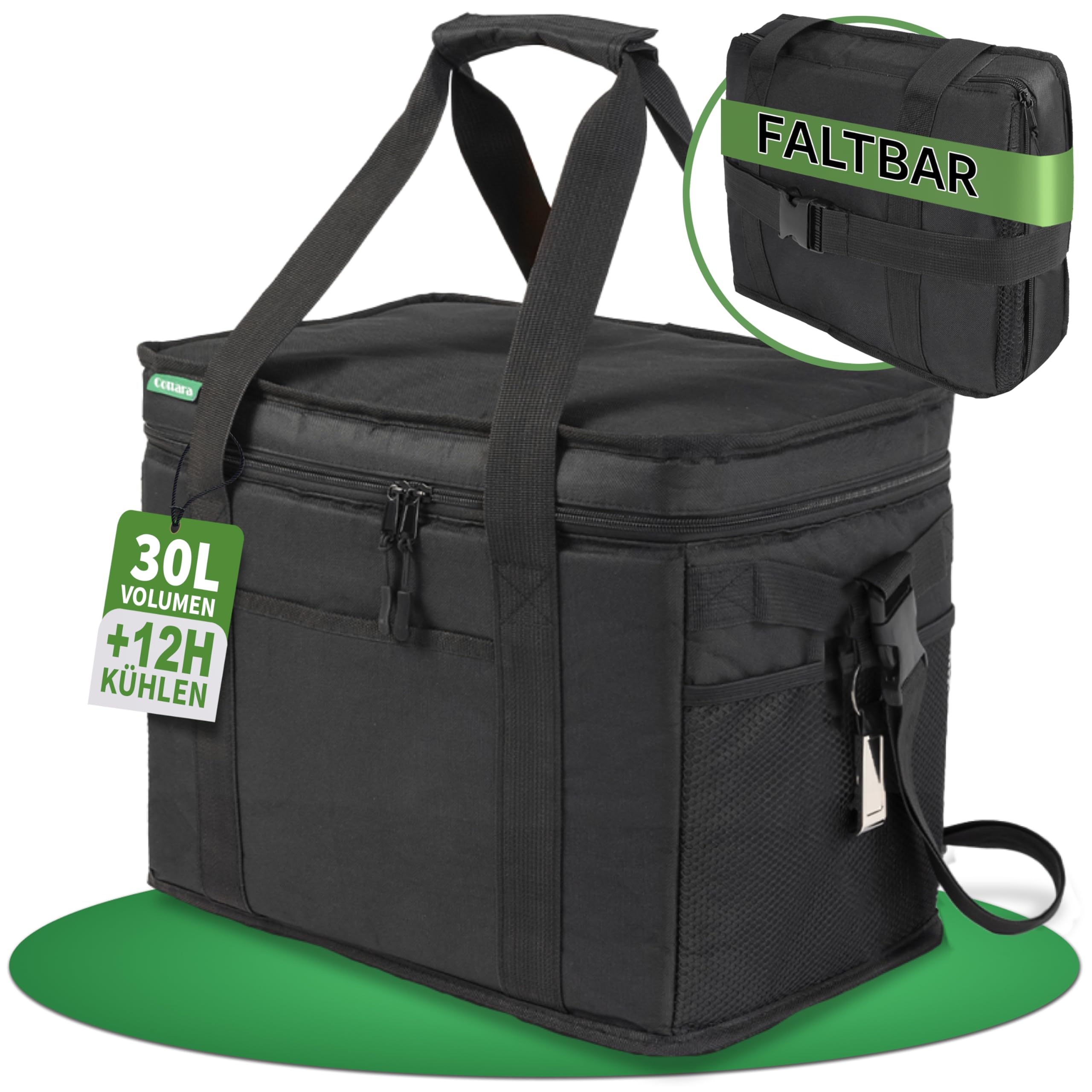 Cottara® Kühltasche Gross mit auslaufsicherer Isolierung 30l – Kühltasche faltbar groß zum Einkaufen & Picknick – Ideale Einkaufstasche, Isoliertasche, Thermotasche, Picknicktasche