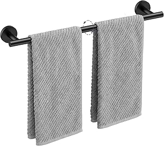Matte Black Towel Bar, 26 Inch Towel Racks for Bathroom Useable Length 24 Inch Wall-Mounted, Bathroom Towel Rod Holder SUS304 Stainless Steel