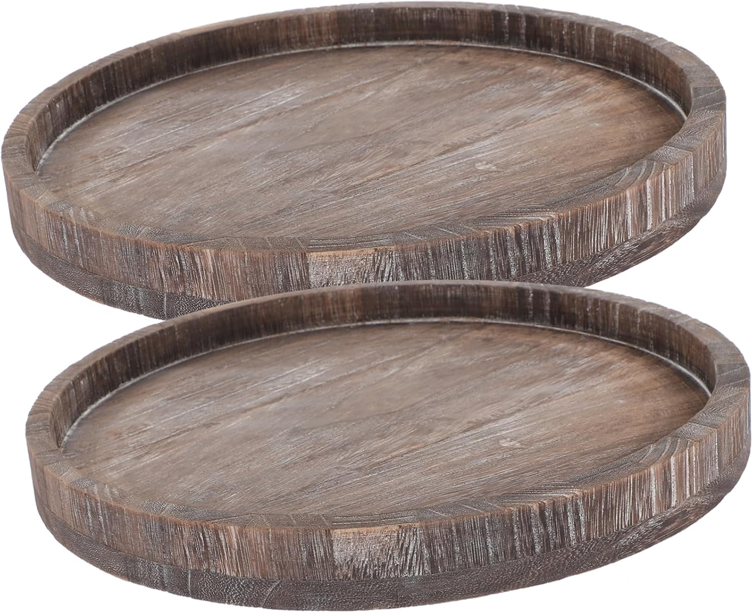 2pcs Wooden Decorative Trays Elegant Centerpiece and Table Organizer for Home Smooth Surface Natural Grain for Candles Jewelry and More
