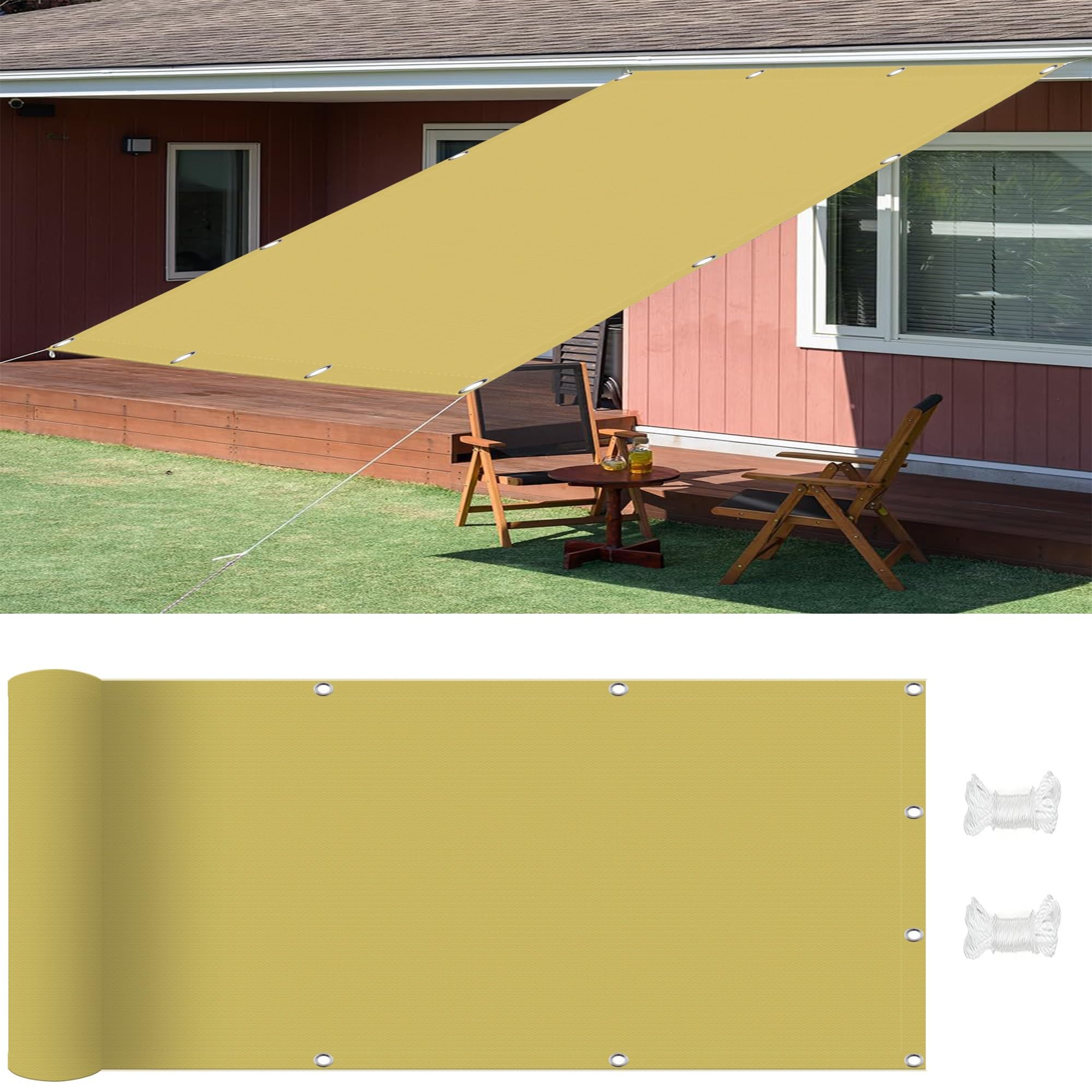 Anti 95% UV voile d'ombrage rectangulaire 6 x 6 m étanche pour pergola et patio