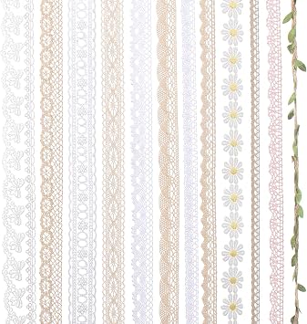 IDONGCAI Vintage Lace Ribbon Trim Set | 24 Yards Total, 2 Yards Each