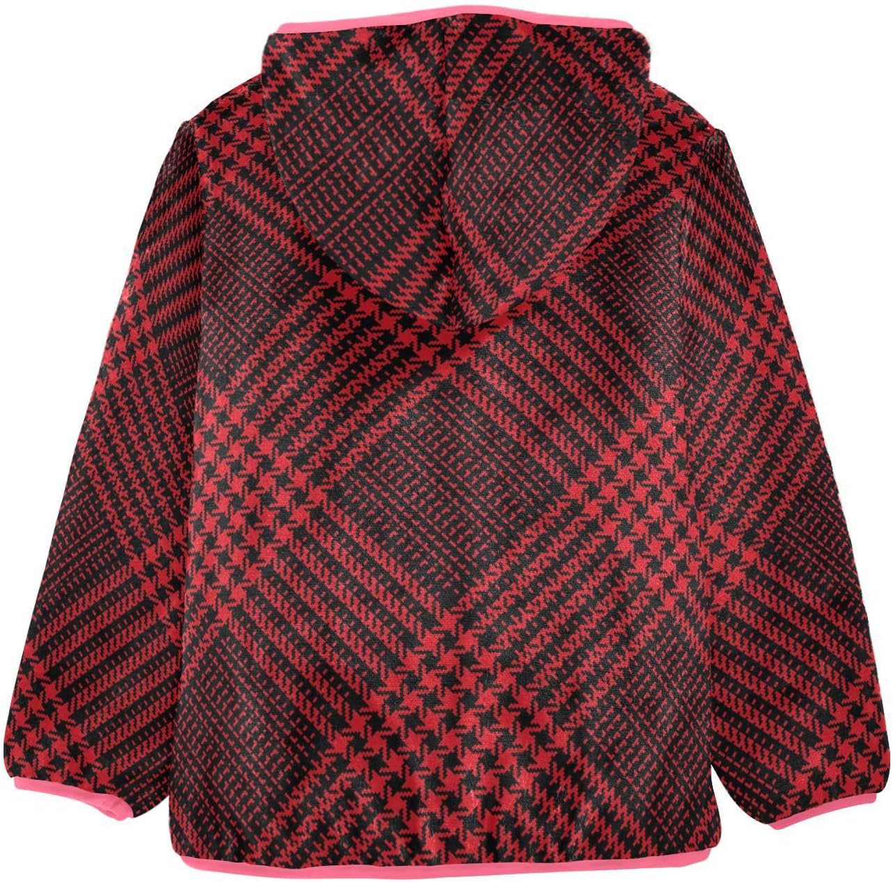 GuoChe Christmas Buffalo Plaid Black Red Toddler Fleece Jacket With Hood
