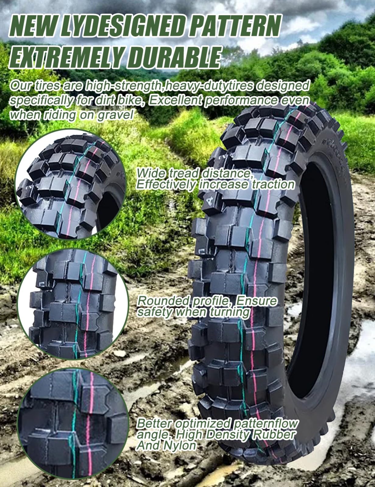 Zestaw opon i dętek 3.00-14 do Dirt Bike - opona i dętka 90/100-14 uniwersalne zapasowe kolce do motocykli terenowych do roweru terenowego 6 P.R 280 kPa 55P