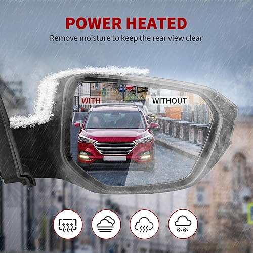 Miniatura 4 de YITAMOTOR Espejo lateral derecho del pasajero, espejo de puerta compatible con espejo retrovisor plegable manual Civic Power 2016 2017 2018 2019