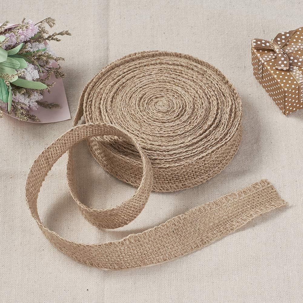 Craftdady 10.93 Yards x 1 Inch Natural Hessian Ribbon Rustic Jute Burlap Ribbon Roll Craft Ribbon Band for Gift Wrapping Crafts - Image 5