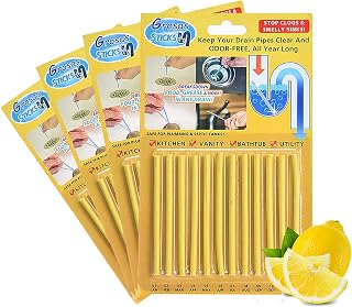 2021 Newest Enzyme Drain Cleaner Sticks, 48 Pack Non-Toxic Drain Clog Remover As Seen on TV Keeps Drains Pipes Clear and Deodorizer Odor-Free for Bathroom Kitchen Unclog Sink Drain (Lemon)