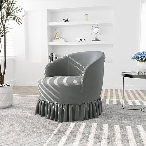 Miniatura 8 de Hdxdkog Sillas giratorias de barril de abrazo, sillones redondos de 360 grados con tapizado ancho, silla de tela esponjosa para sala de estar,