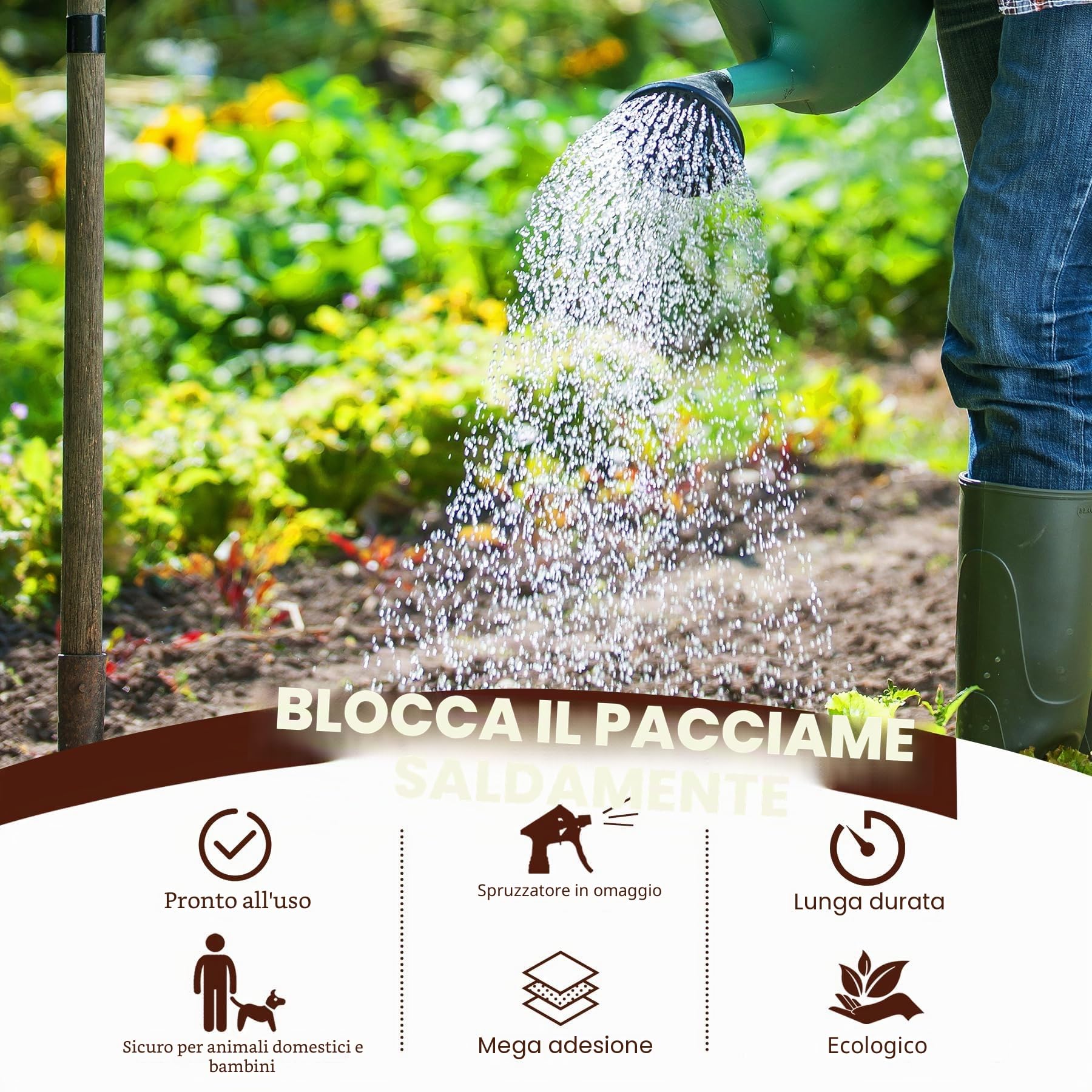 Colla per Ghiaia – Concentrata Colla per Pacciamatura, Pronta All'uso per Incollare Ghiaia, Corteccia, Pietre, colla per ghiaia in resina con applicatore per sentieri da giardino, sconti (4L)