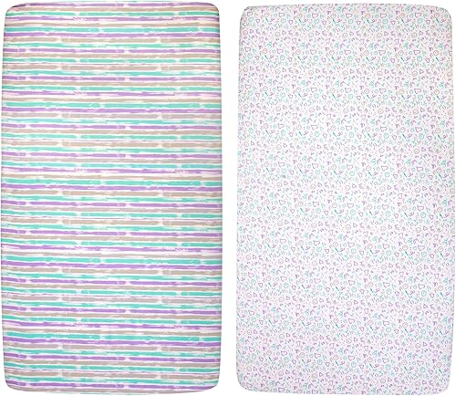 Miniatura 5 de Sábanas ajustables de microfibra estándar para cuna para bebé niña niño y neutro paquete de 2 sábanas para cuna esenciales para cuna sábanas para