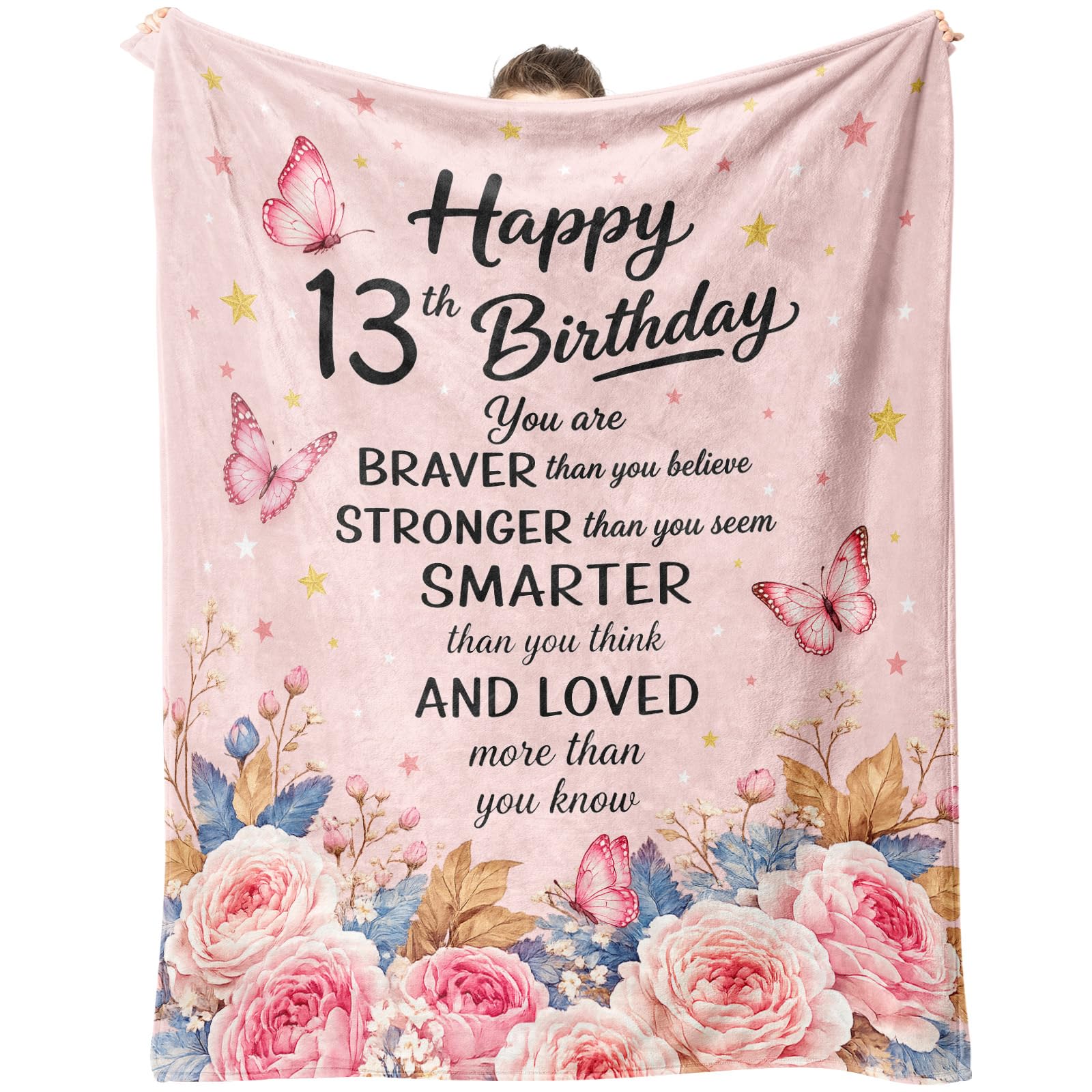 CSSGUOTOU 13th Birthday Gifts for Girls, 13th Birthday Throw Blanket 150x130cm, Gifts for Daughter Niece Sister Granddaughter, Thoughtful Gift Idea