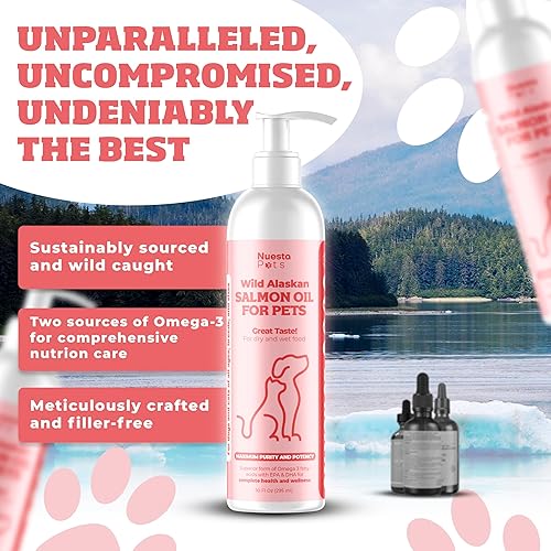 Miniatura 6 de Pets - Paquete de 2 mezclas de aceite de salmón salvaje de Alaska para perros y gatos  Omega-3 Boost & Shed Defense  Mejora el pelaje y la piel,