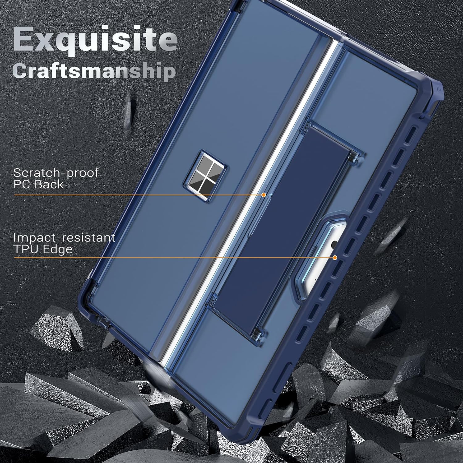 MoKo Case for Microsoft Surface Pro 11, Surface Pro 10, Surface Pro 9 13 Inch, All-in-One Rugged Cover with Kickstand Protective Case, Compatible with Type Cover Keyboard,Blue