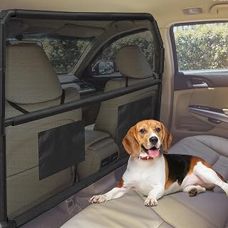 Tuenort 50" Dog Car Barrier for SUVs & Trucks - Universal Pet Gate with See-Through Mesh, Easy No-Tool Install