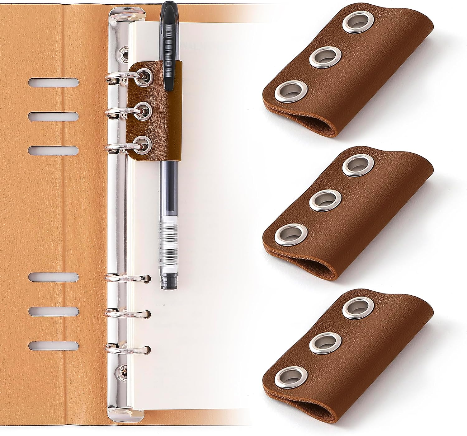 Leather Pen Holder for 6 Ring A5 Binder Notebooks