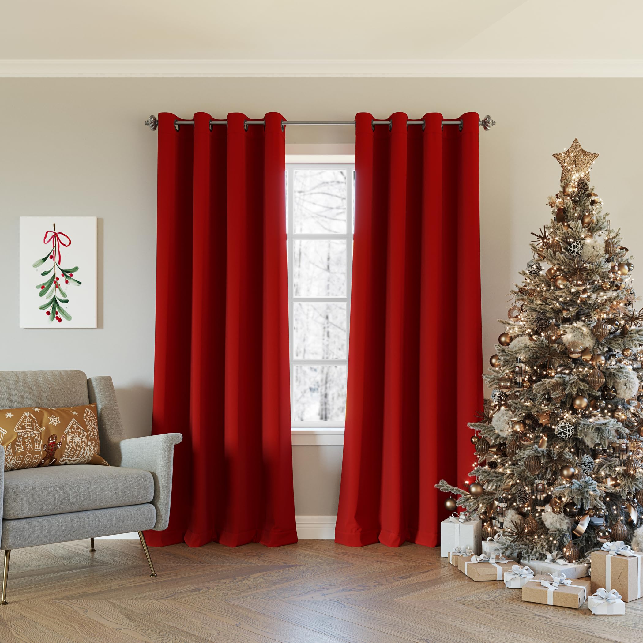 Rideaux occultants rouge pour instaurer une ambiance feutrée et protectrice à la maison