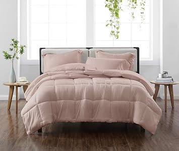 CANNON Heritage Solid Comforter Set Blush Polyester 3-Piece King Comforter Set, Solid Color Themed, for Men and Women, Oeko-TEX Certified Confidence