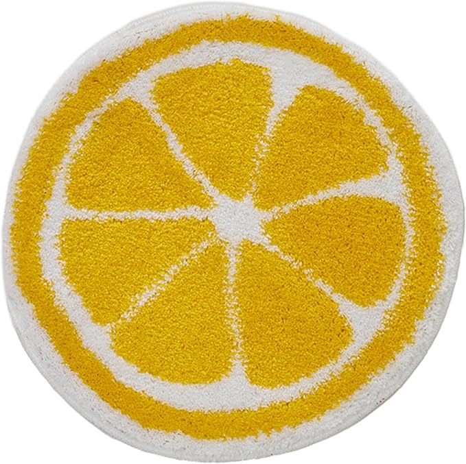 Amazon.com: miqna Lemon Rug, Cute Bath Mat, Non Slip Mat, Round Bath ...