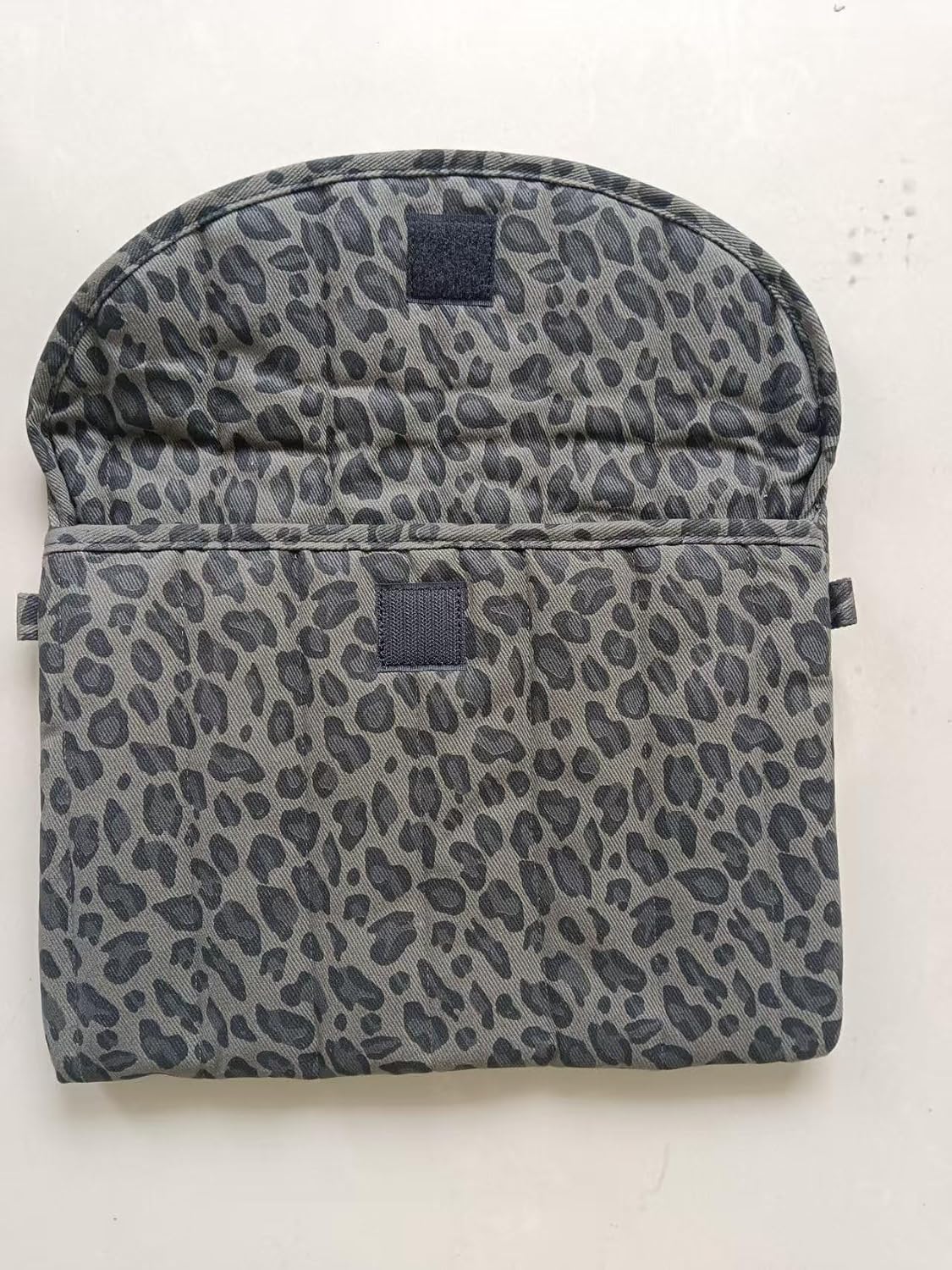Leopard Print Laptop Sleeve, Quilted Canvas Case with Pocket, Gray, 13-15 Inch