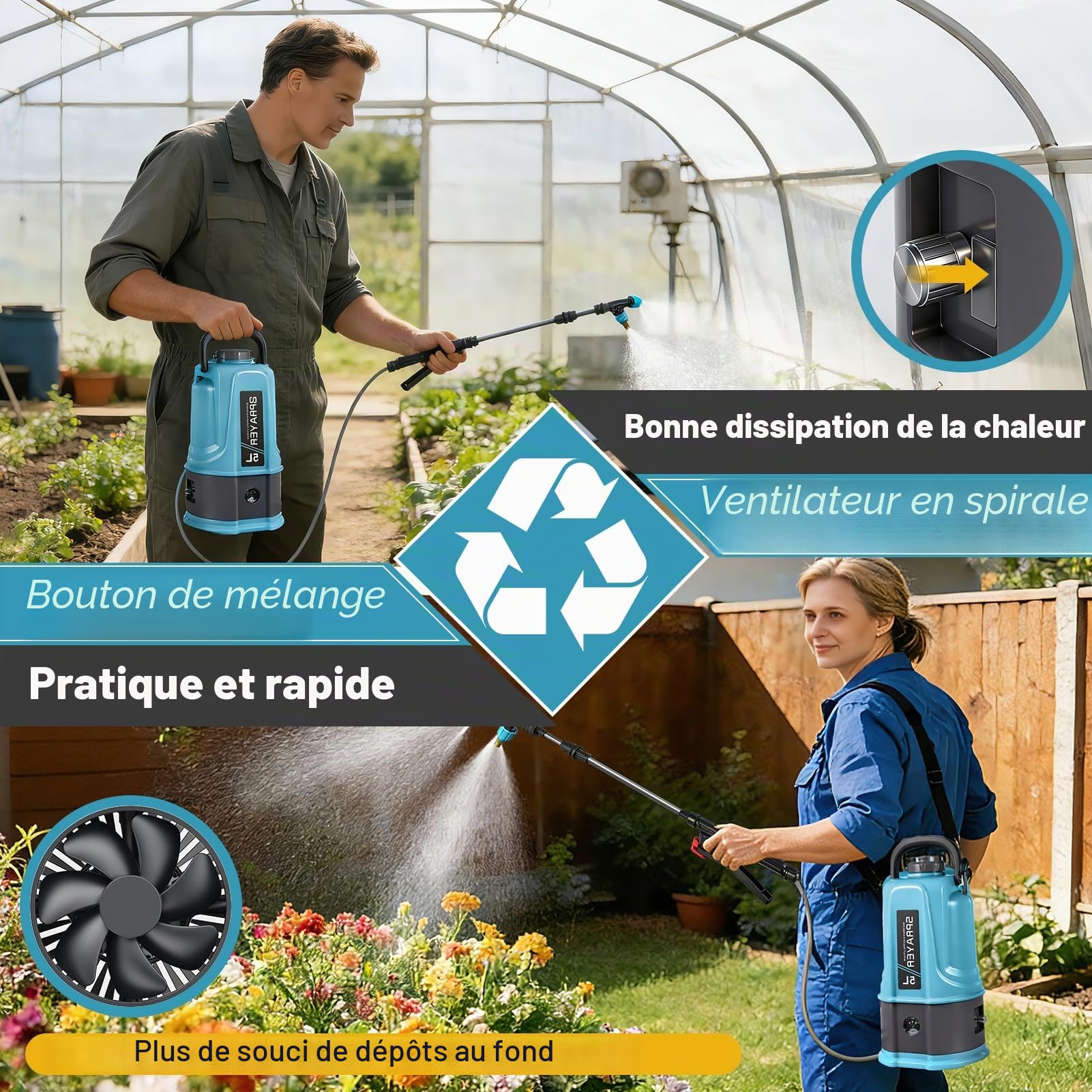 5L pulvérisateur à Dos électrique – 45 PSI réglable, Affichage numérique, Perche télescopique, 5 Buses, Batterie Longue durée, Bretelles rembourrées – Jardin, pelouse, désherbage, Nettoyage.
