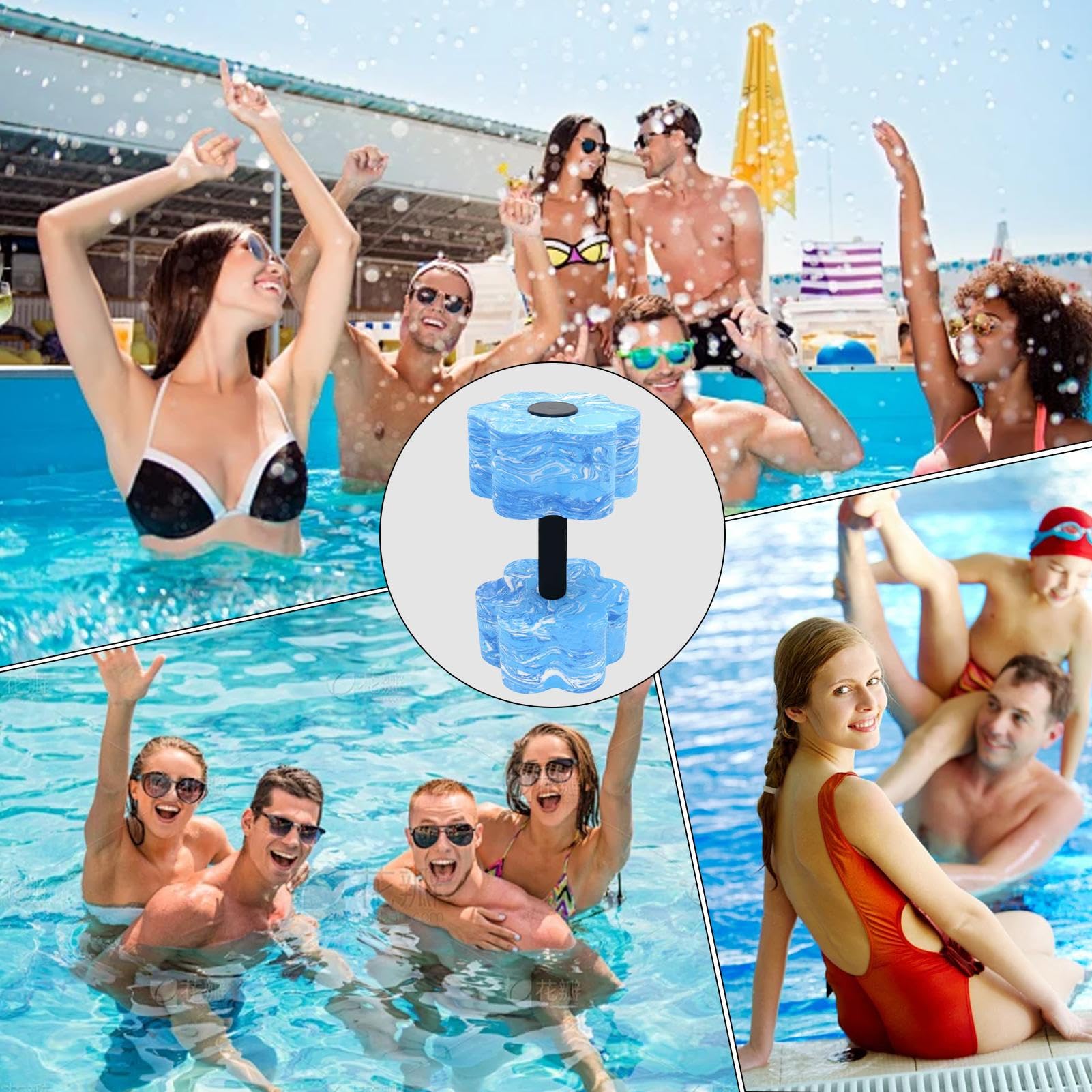 Haltères Aquatiques 1.5L En Mousse EVA - Résistance à La Piscine Pour Aqua Fitness, Perte De Poids, Exercice Aquatique Et Gymnastique Aquatique (Rose