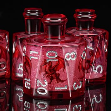 Sharp Edge Dice DND, DND Eyeball Dice Set, Liquid Core Dragon Eye Dice for Role Playing Table Games (Bottle, Bottle-Red Dragon)