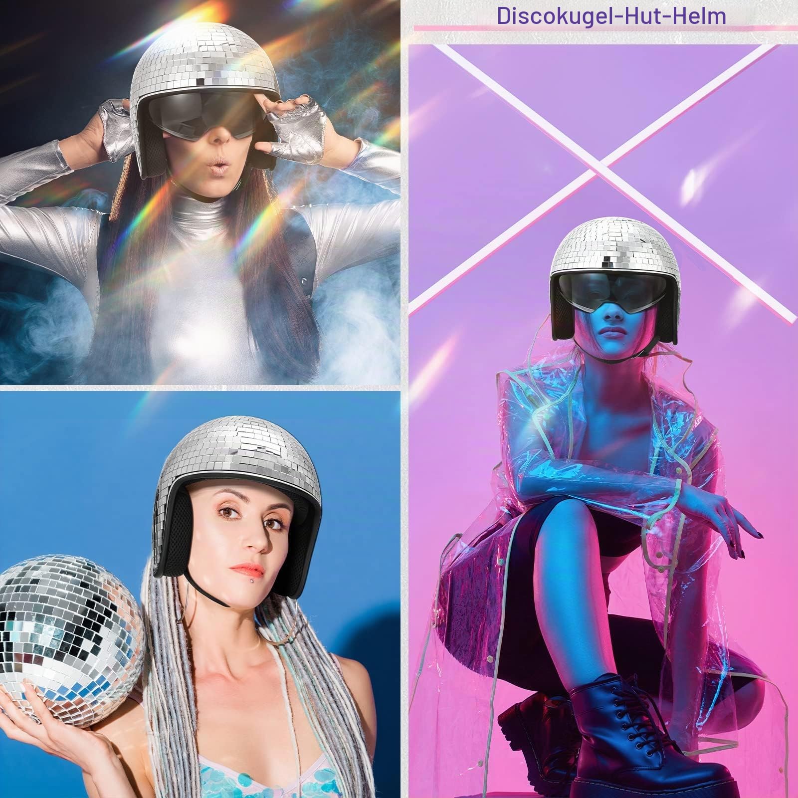 Pipihome Discokugel Hüte - Diskokugel Helm | Glitzer Spiegel Glas Discokugel Hut Helm | DiscoDekor Helme | Disco Spiegel Glitzerball Helme | Disco Spiegel Hut | Glitzer Spiegel Glas Disco Ball Hut