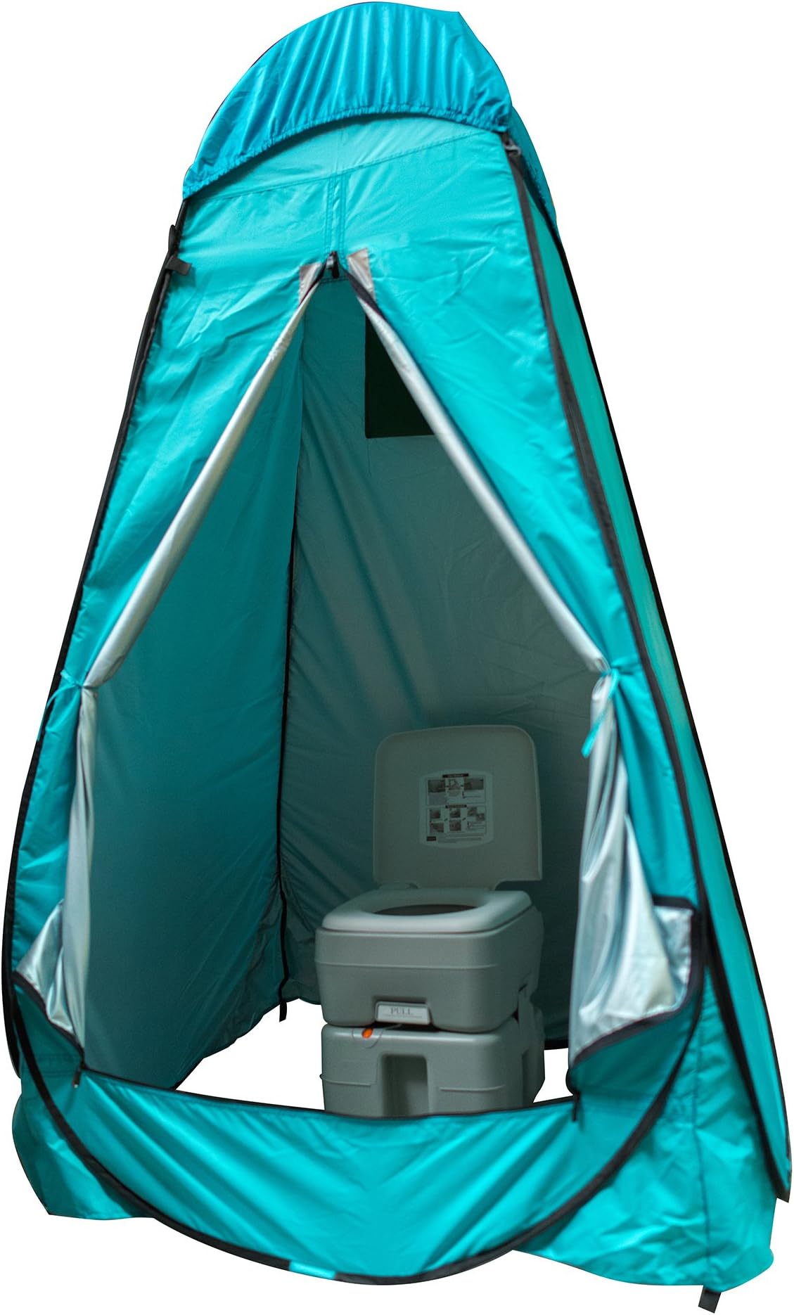 Earthtec Portable Toilet and Privacy Tent Bundle with Motion LED Light