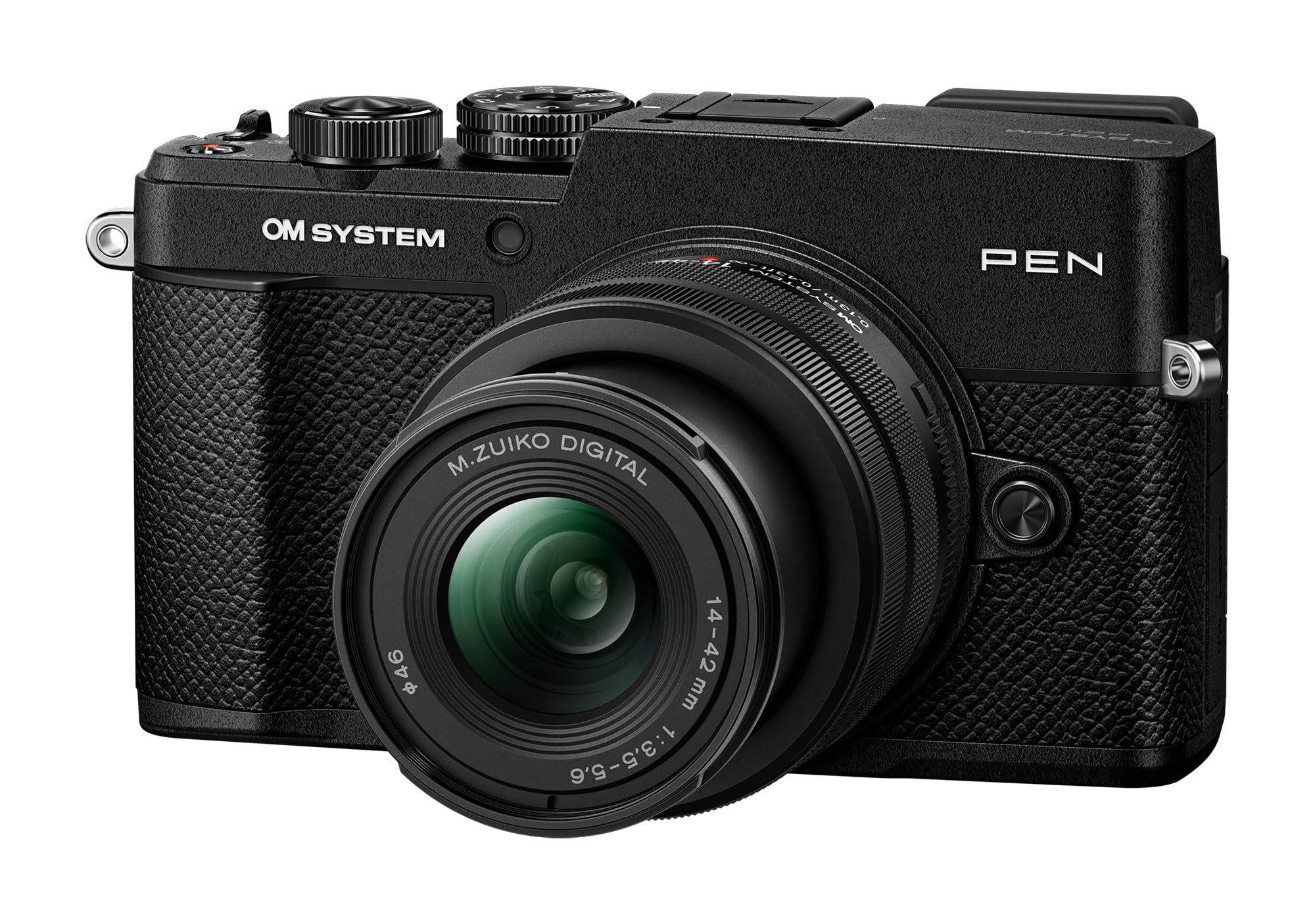 OM SYSTEM Pen cámara sin Espejo Resistente a la Intemperie Negra con Visor electrónico y Control de perfiles de Color para fotografía Cotidiana y de Viajes con M.Zuiko Digital 14-42mm F3.5-5.6 III